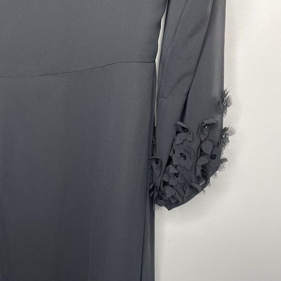 HALLHUBER DONNA Dress Womens 6 Sheer Overlay Floral-Applique Sequin A-Line EU:36 - Picture 7 of 9